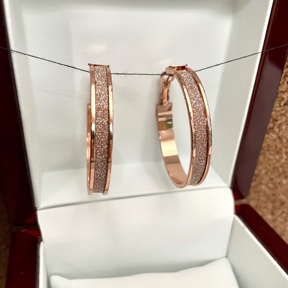 Jewelry - Rose Gold Shimmer Pierced Earrings